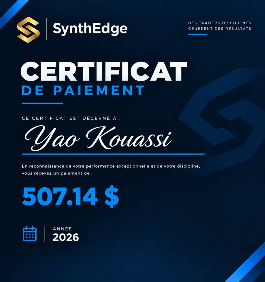 Certificat de paiement SynthEdge — Yao Kouassi, 507,14 $